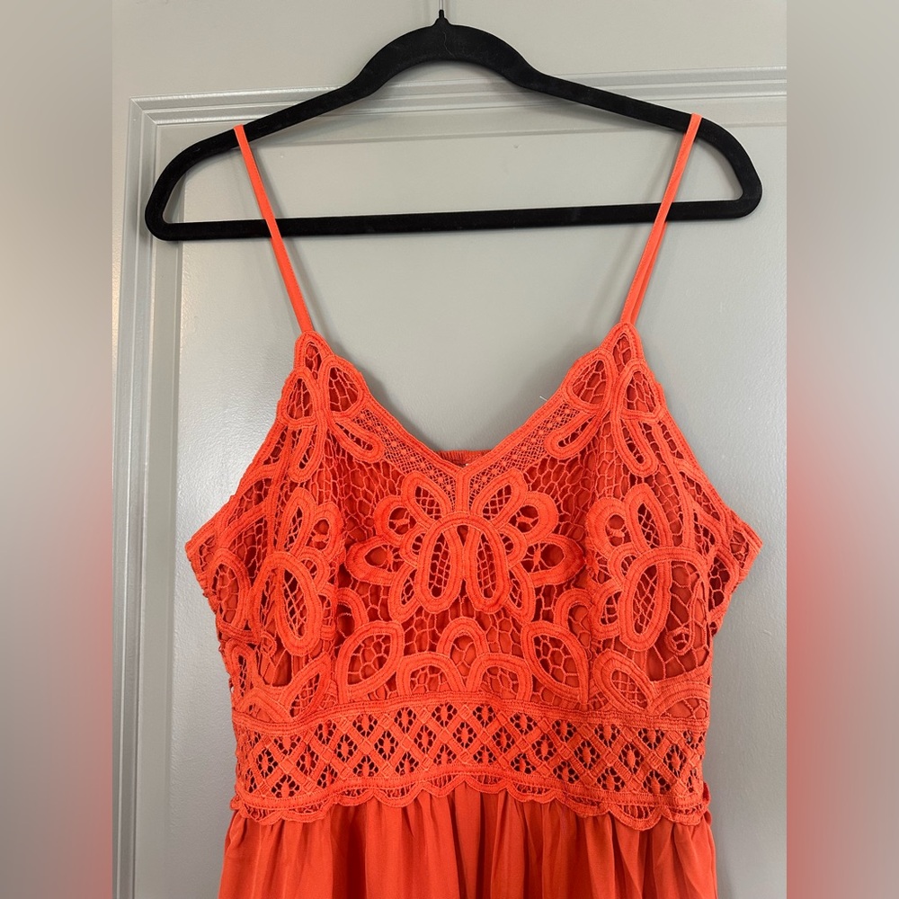 Dokuritu Women's Crochet Lace Maxi Summer Vacation Spaghetti Strap Long Dress - Picture 6 of 13